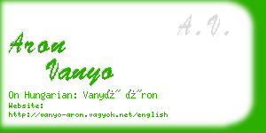 aron vanyo business card